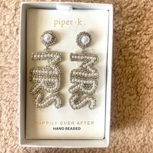 Brand new in box Piper K “MRS” hand beaded earrings ❤️